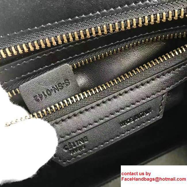 Celine Luggage Micro Tote Bag in Original Leather Black/Grained Beige/Suede Purple