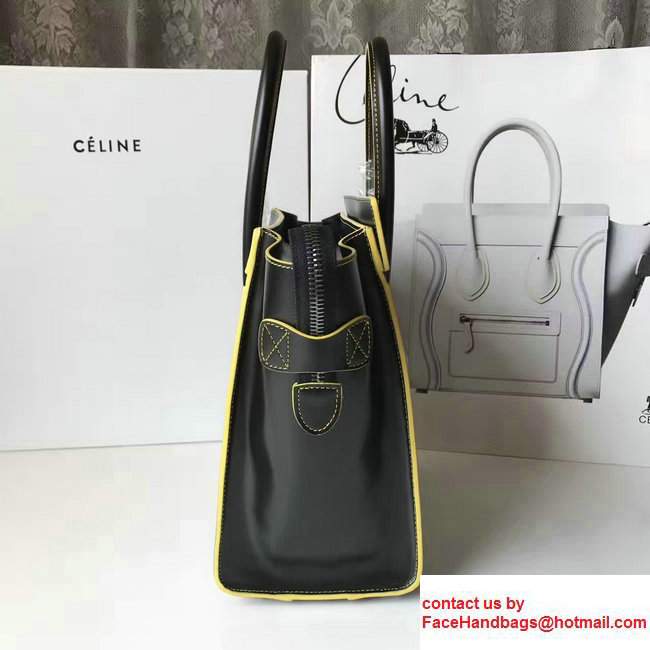 Celine Luggage Micro Tote Bag in Original Smooth Leather Black/Yellow 2017