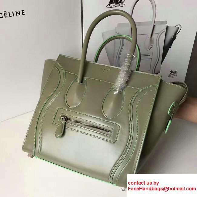 Celine Luggage Micro Tote Bag in Original Smooth Leather Olive 2017