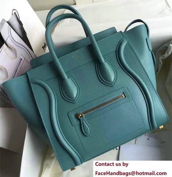 Celine Luggage Mini Tote Bag in Original Goatskin Leather Ice Green - Click Image to Close