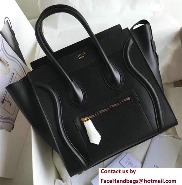 Celine Luggage Mini Tote Bag in Original Smooth Leather Black - Click Image to Close