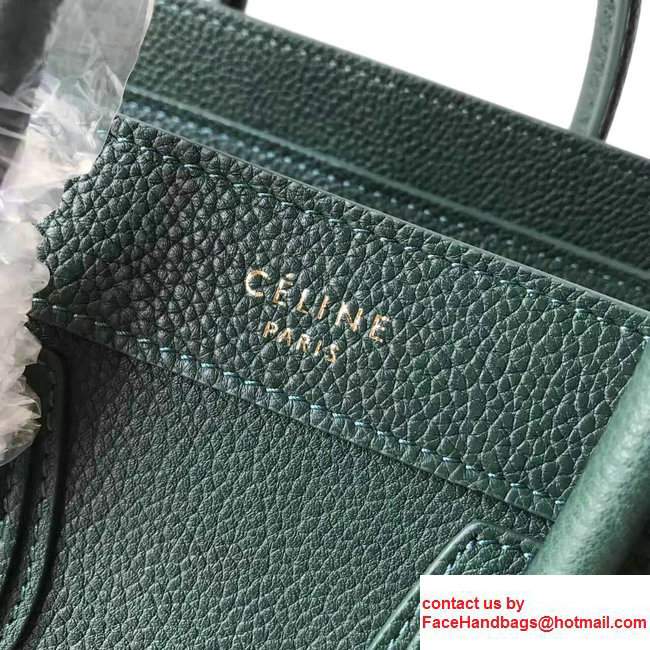 Celine Luggage Nano Tote Bag In Grained Leather Dark Green 2017 - Click Image to Close