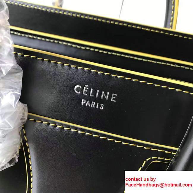 Celine Luggage Nano Tote Bag In Original Calfskin Leather Black/Yellow 2017 - Click Image to Close