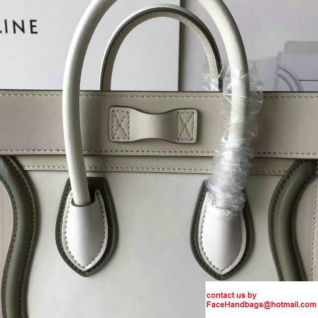 Celine Luggage Nano Tote Bag In Original Calfskin Leather Ivory/Dark Green 2017 - Click Image to Close