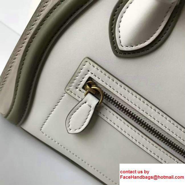 Celine Luggage Nano Tote Bag In Original Calfskin Leather Ivory/Dark Green 2017 - Click Image to Close