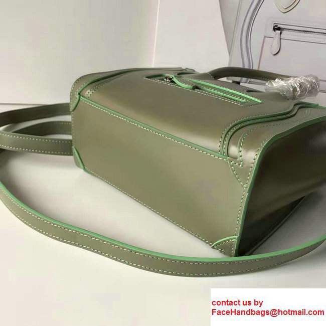 Celine Luggage Nano Tote Bag In Original Calfskin Leather Olive 2017 - Click Image to Close