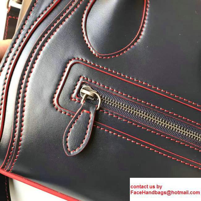 Celine Luggage Nano Tote Bag In Original Calfskin Leather Sapphire/Red 2017