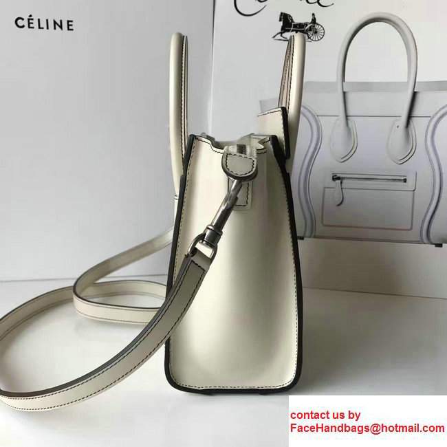 Celine Luggage Nano Tote Bag In Original Calfskin Leather White 2017