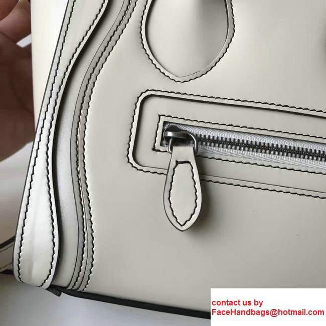 Celine Luggage Nano Tote Bag In Original Calfskin Leather White 2017 - Click Image to Close