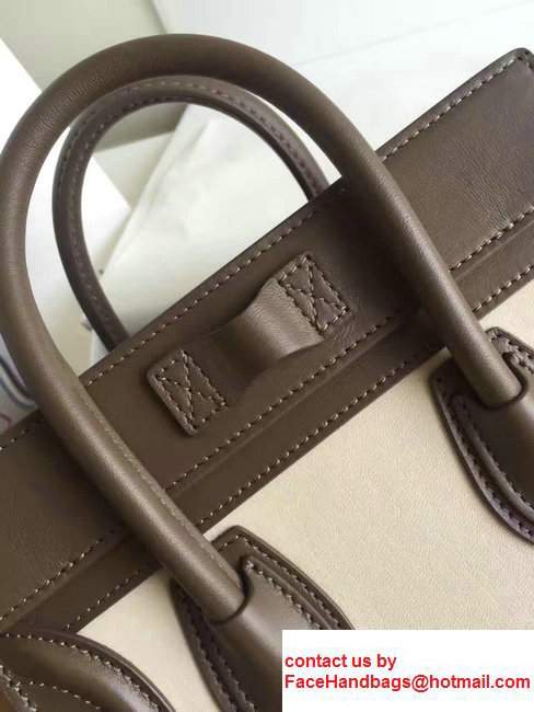 Celine Luggage Nano Tote Bag In Original Calfskin Leather White/Chocolate/Yellow2017