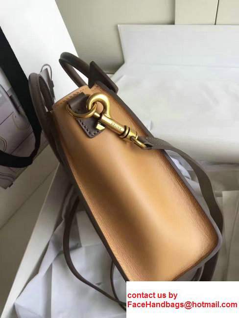 Celine Luggage Nano Tote Bag In Original Calfskin Leather White/Chocolate/Yellow2017