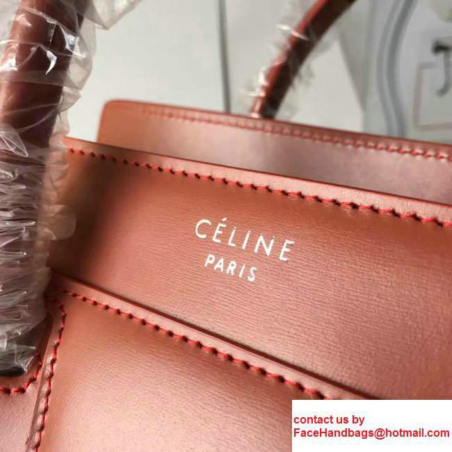 Celine Luggage Nano Tote Bag In Original Calfskin Smooth Leather Brick Red - Click Image to Close