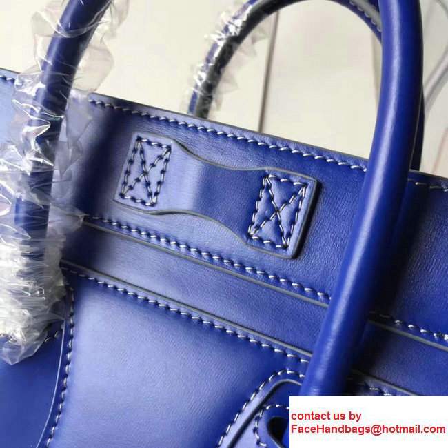 Celine Luggage Nano Tote Bag In Original Calfskin Smooth Leather Sapphire