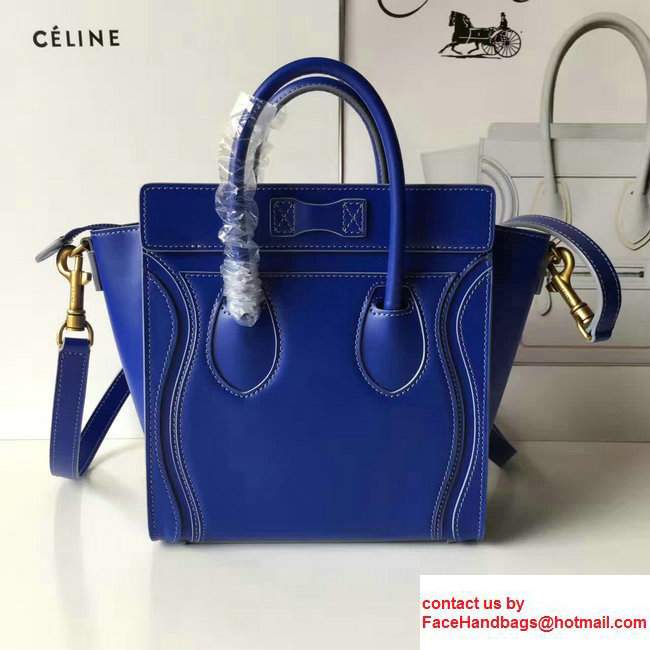 Celine Luggage Nano Tote Bag In Original Calfskin Smooth Leather Sapphire - Click Image to Close