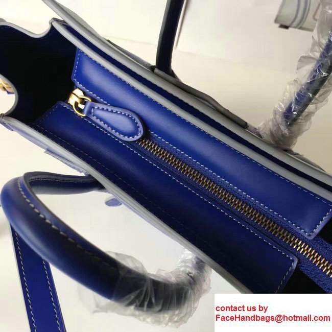 Celine Luggage Nano Tote Bag In Original Calfskin Smooth Leather Sapphire