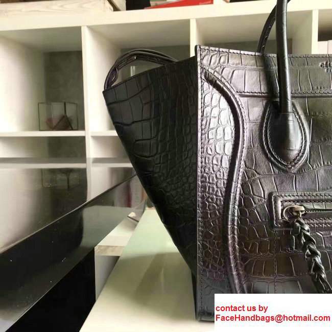 Celine Luggage Phantom Bag in Croco Pattern Black 2017