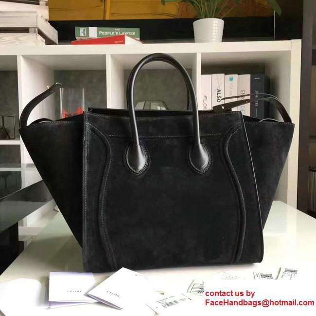 Celine Luggage Phantom Bag in Original Suede Leather Black 2017 - Click Image to Close