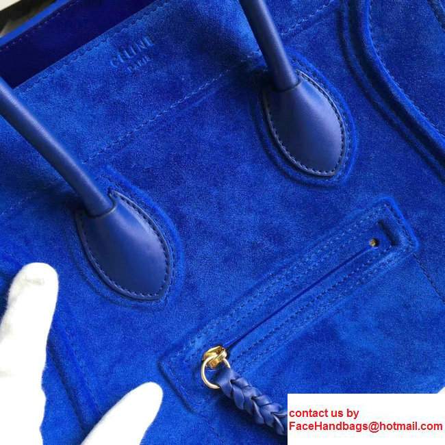 Celine Luggage Phantom Bag in Original Suede Leather Blue 2017