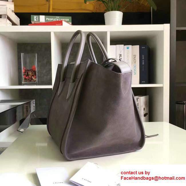 Celine Luggage Phantom Bag in Original Suede Leather Gray 2017
