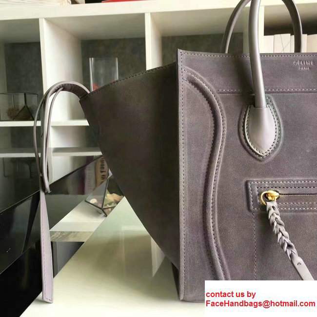 Celine Luggage Phantom Bag in Original Suede Leather Gray 2017