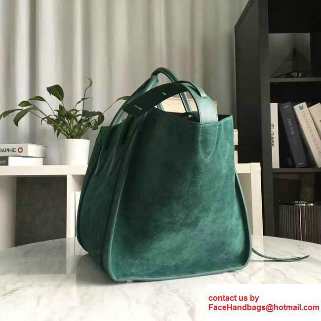 Celine Luggage Phantom Bag in Original Suede Leather Green 2017