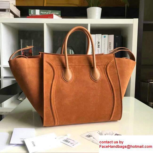 Celine Luggage Phantom Bag in Original Suede Leather Orange 2017 - Click Image to Close