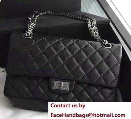 Chanel 2.55 Reissue Size 225 Flap Bag Black With Silver Hardware In Original Leather - Click Image to Close