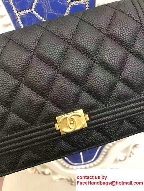 Chanel Boy Wallet On Chain WOC Bag In Grained Leather Black/Gold - Click Image to Close