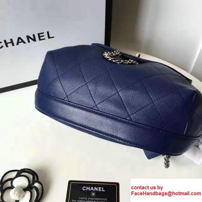 Chanel Calfskin Flap Quilting Backpack Navy Blue 2017