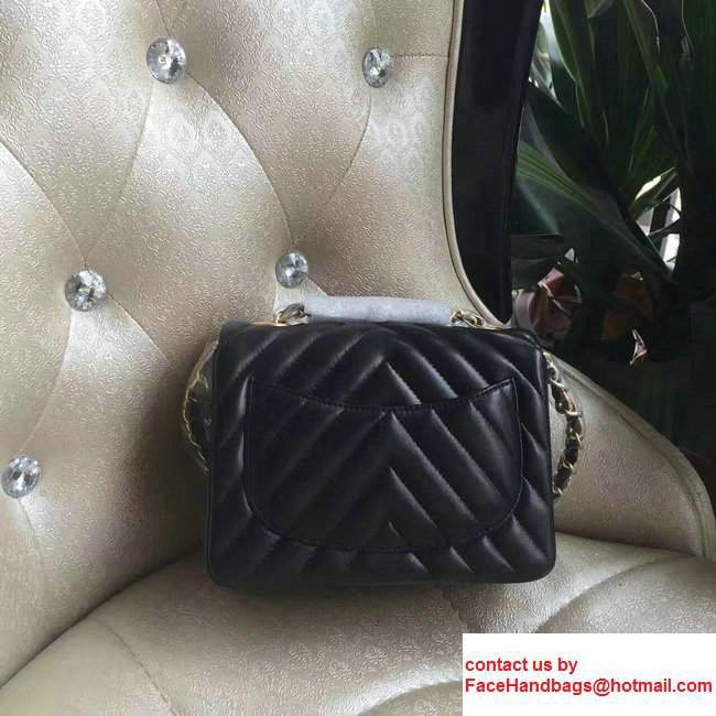 Chanel Chevron Lambskin Classic Flap Bag A1115 Black With Gold Hardware