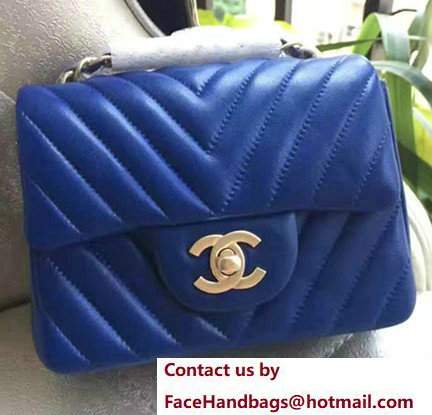 Chanel Chevron Lambskin Classic Flap Bag A1115 Blue With Gold Hardware - Click Image to Close