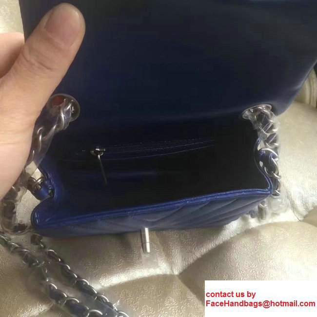 Chanel Chevron Lambskin Classic Flap Bag A1115 Blue With Sliver Hardware - Click Image to Close