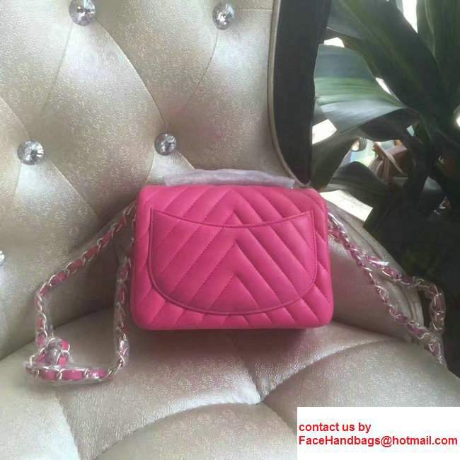 Chanel Chevron Lambskin Classic Flap Bag A1115 Hot Pink With Gold Hardware
