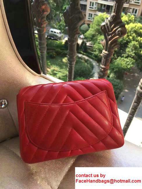 Chanel Chevron Lambskin Classic Flap Bag A1115 Red With Gold Hardware