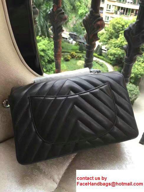 Chanel Chevron Lambskin Classic Flap Mini Bag A1116 Black With Black Hardware