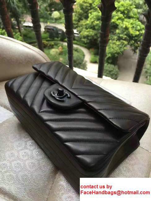 Chanel Chevron Lambskin Classic Flap Mini Bag A1116 Black With Black Hardware