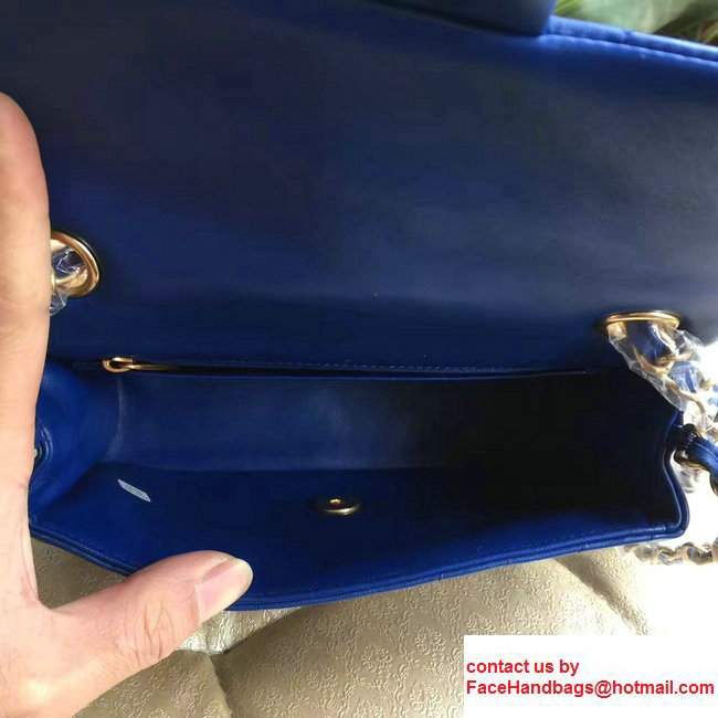 Chanel Chevron Lambskin Classic Flap Mini Bag A1116 Blue With Gold Hardware