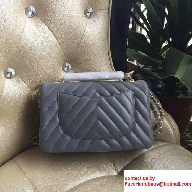 Chanel Chevron Lambskin Classic Flap Mini Bag A1116 Grey With Gold Hardware