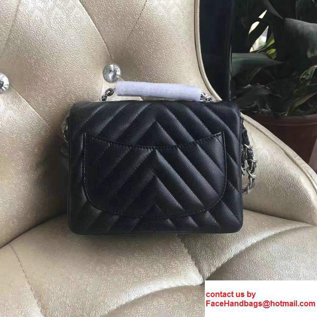 Chanel Chevron Lambskin Clemence Classic Flap Bag A1115 Black With Sliver Hardware