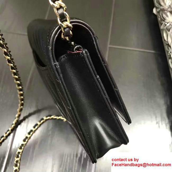 Chanel Chevron Wallet On Chain WOC Bag Black/Gold