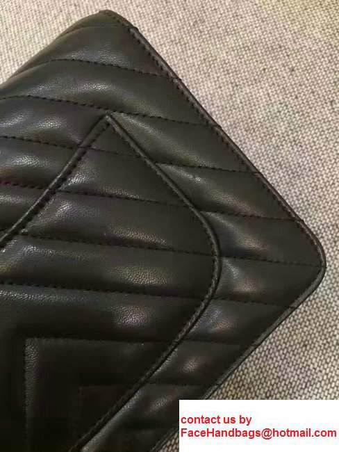 Chanel Chevron Wallet On Chain WOC Bag Black/Sliver - Click Image to Close