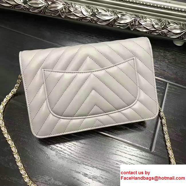 Chanel Chevron Wallet On Chain WOC Bag Gary/Gold - Click Image to Close