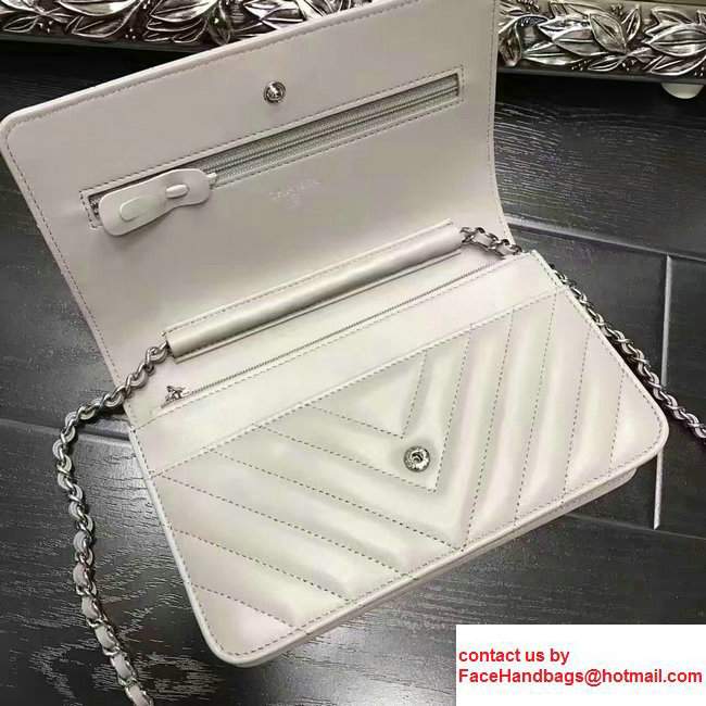 Chanel Chevron Wallet On Chain WOC Bag Gary/Sliver