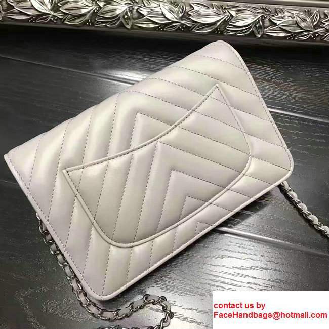 Chanel Chevron Wallet On Chain WOC Bag Gary/Sliver - Click Image to Close