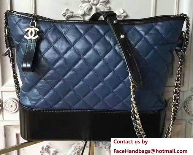 Chanel Gabrielle Large Hobo Bag A93825 Dark Blue/Black 2017 - Click Image to Close