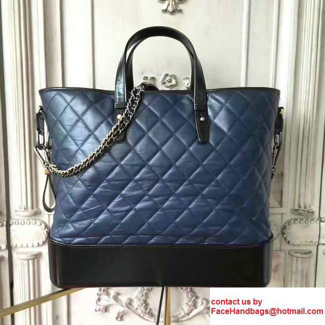 Chanel Gabrielle Large Hobo Shopping Tote Bag A93823 Dark Blue/Black 2017 - Click Image to Close
