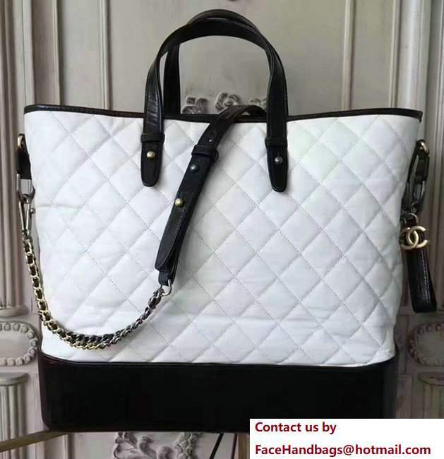 Chanel Gabrielle Large Hobo Shopping Tote Bag A93823 White/Black 2017 - Click Image to Close