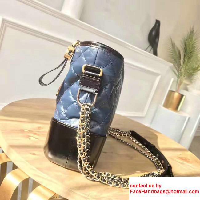 Chanel Gabrielle Metal Stud Embellished Medium Hobo Bag A93824 Dark Blue/Black 2017 - Click Image to Close