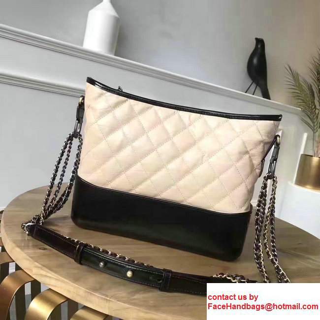 Chanel Gabrielle Metal Stud Embellished Medium Hobo Bag A93824 Nude/Black 2017 - Click Image to Close
