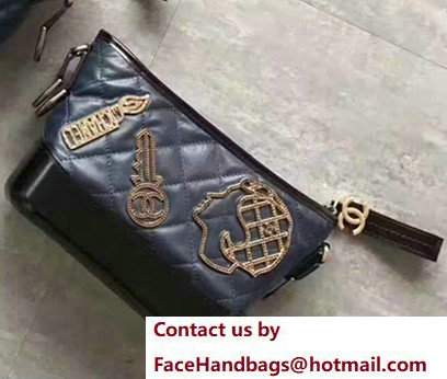 Chanel Gabrielle Metal Stud Embellished Small Hobo Bag A981810 Dark Blue/Black 2017